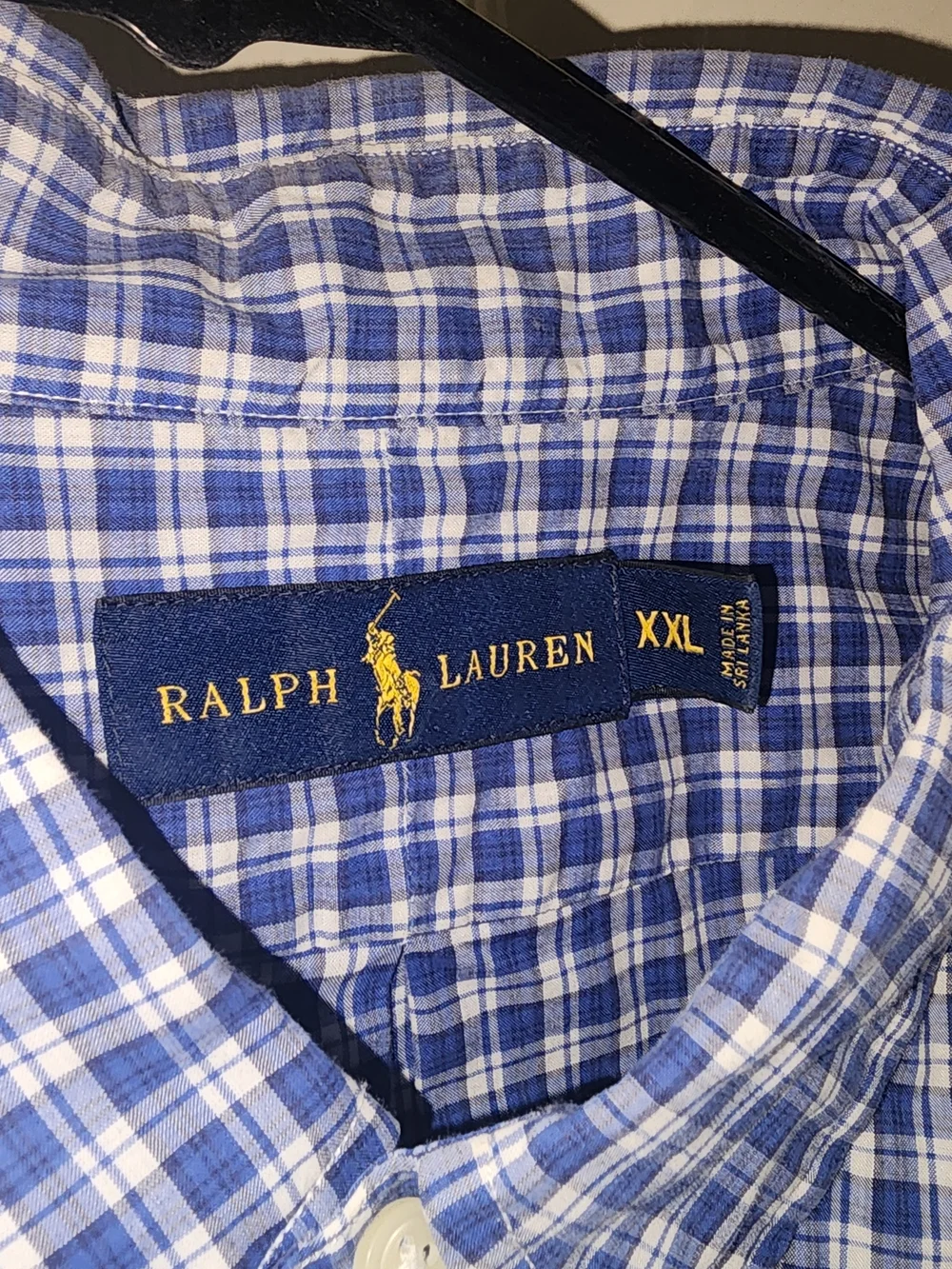 Ralph Lauren Blue and White Plaid Short Sleeve Button-Down Shirt - Picture 3 of 4